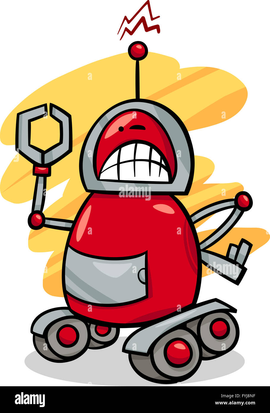 Angry robot cartoon illustrazione Foto Stock