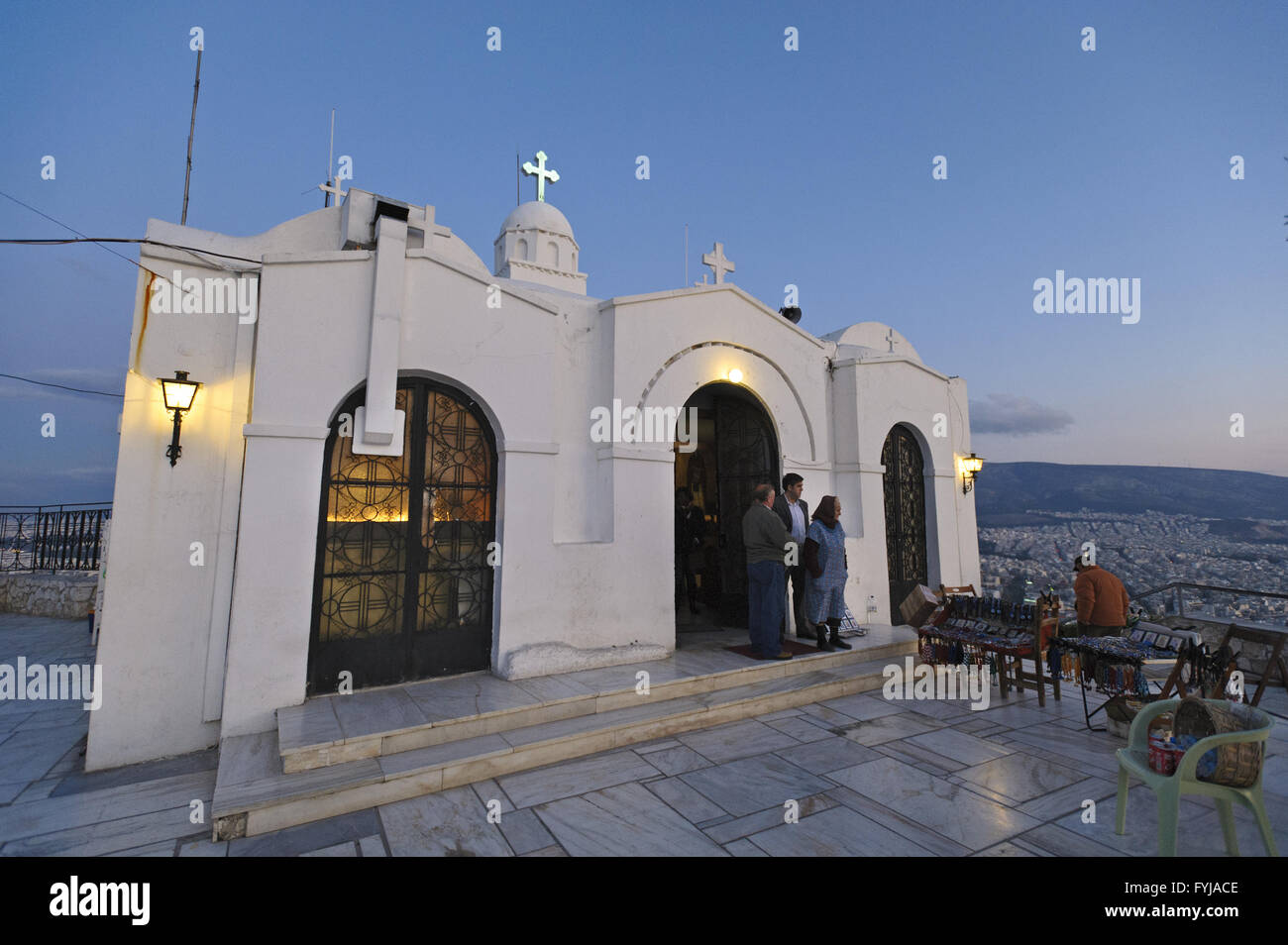 La Cappella di San Giorgio. sul Monte Lycabettus, Atene Foto Stock