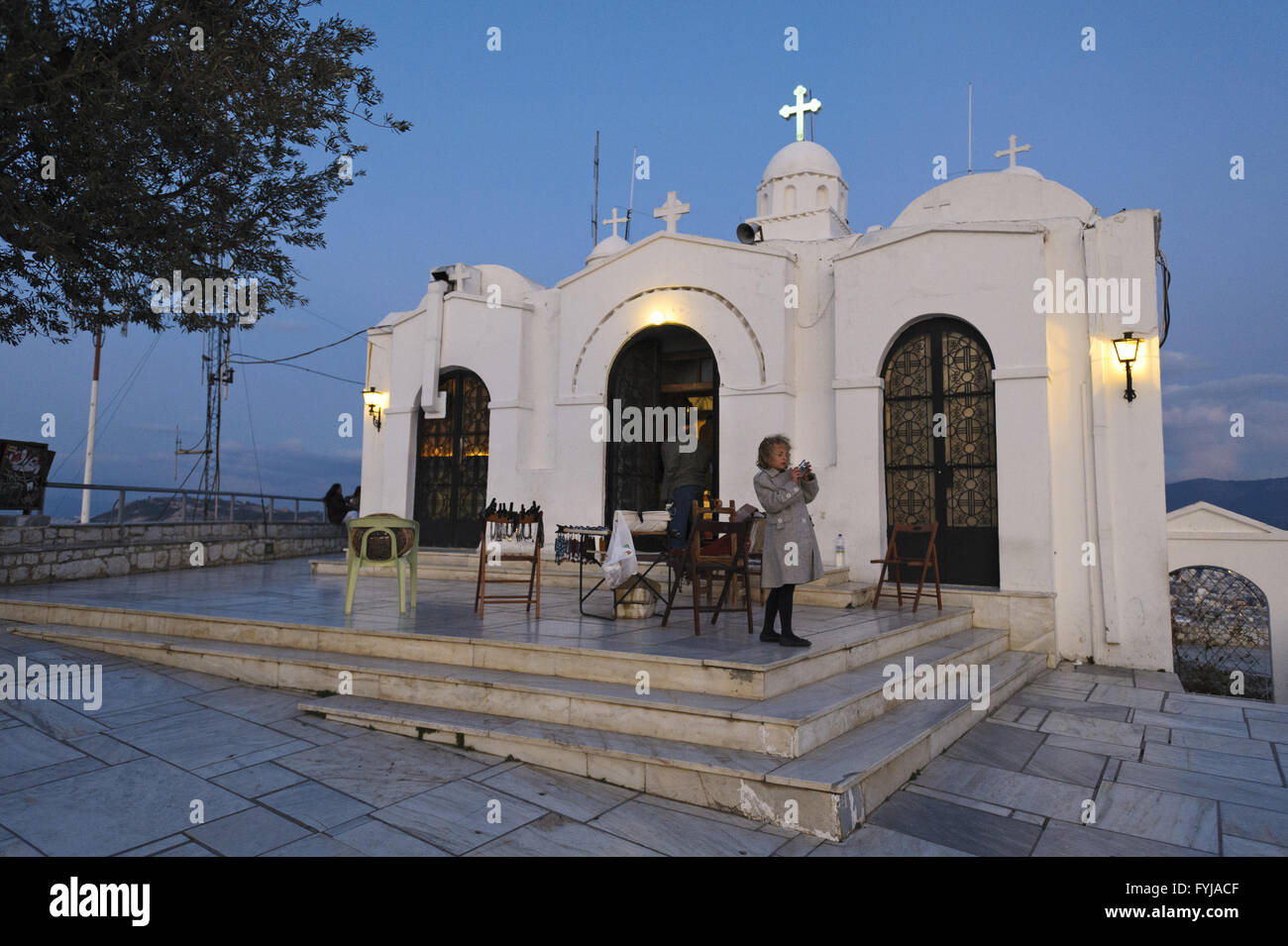 La Cappella di San Giorgio. sul Monte Lycabettus, Atene Foto Stock