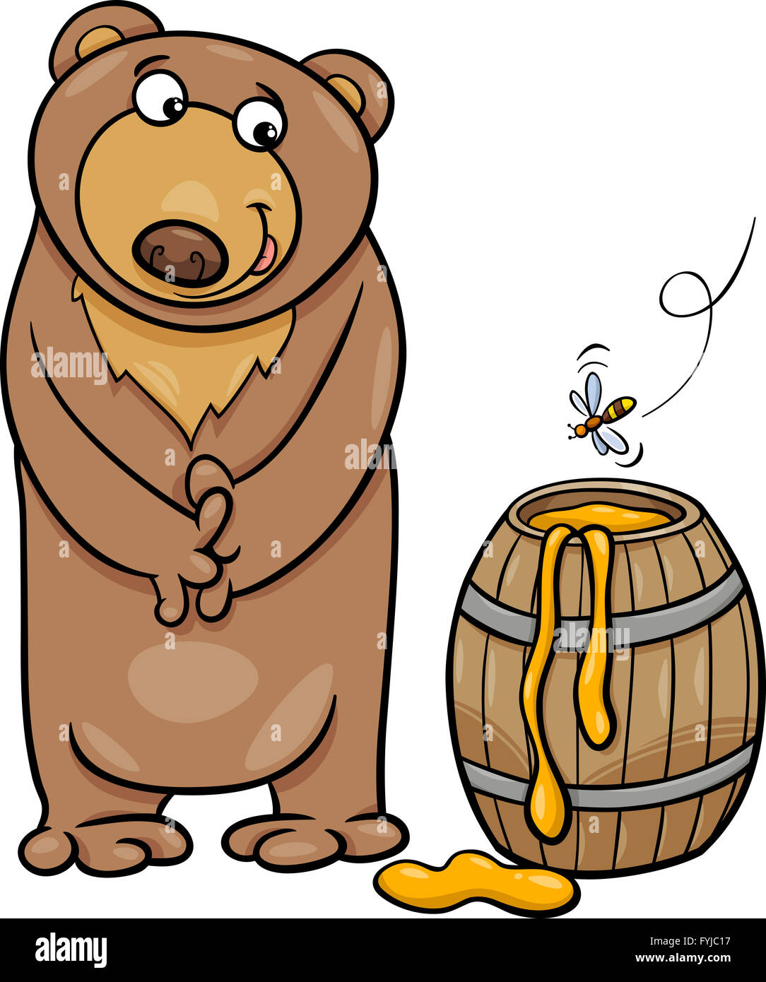 Orso con miele cartoon illustrazione Foto stock - Alamy