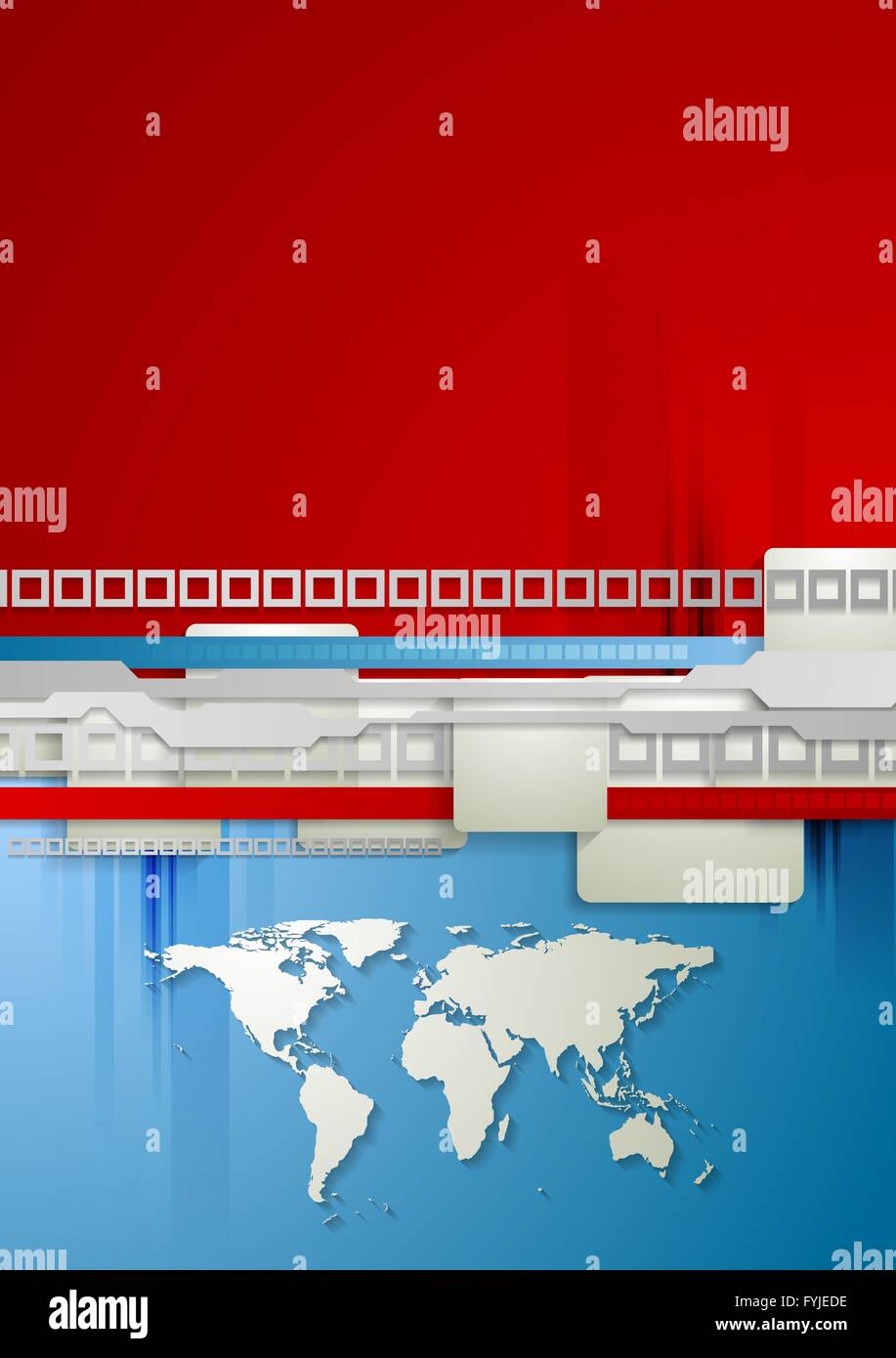 Rosso e blu sullo sfondo della tecnologia con la mappa del mondo Foto Stock Rosso e blu sullo sfondo della tecnologia con la mappa del mondo Foto Stock