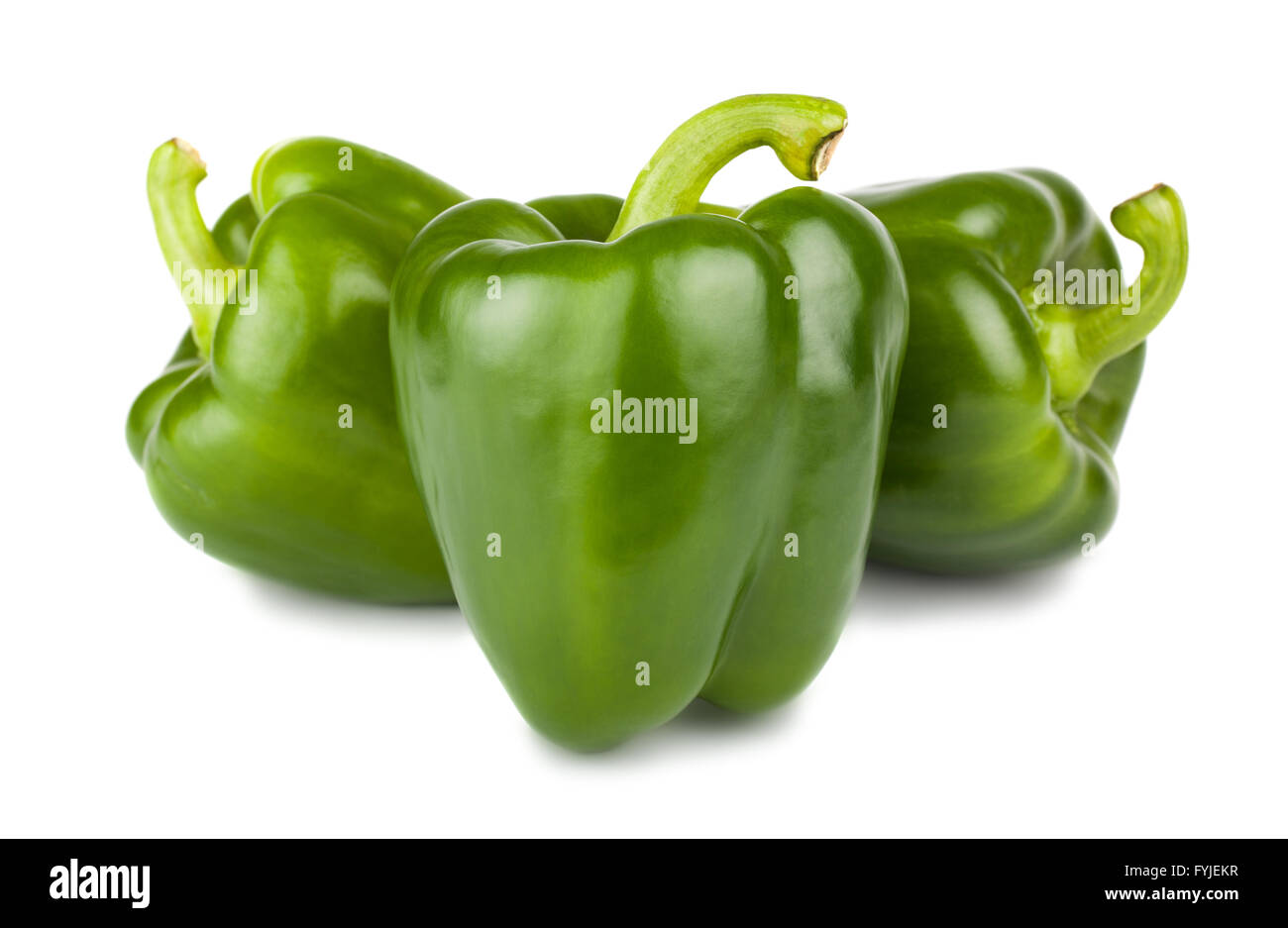 Tre dolci peperoni verdi Foto Stock
