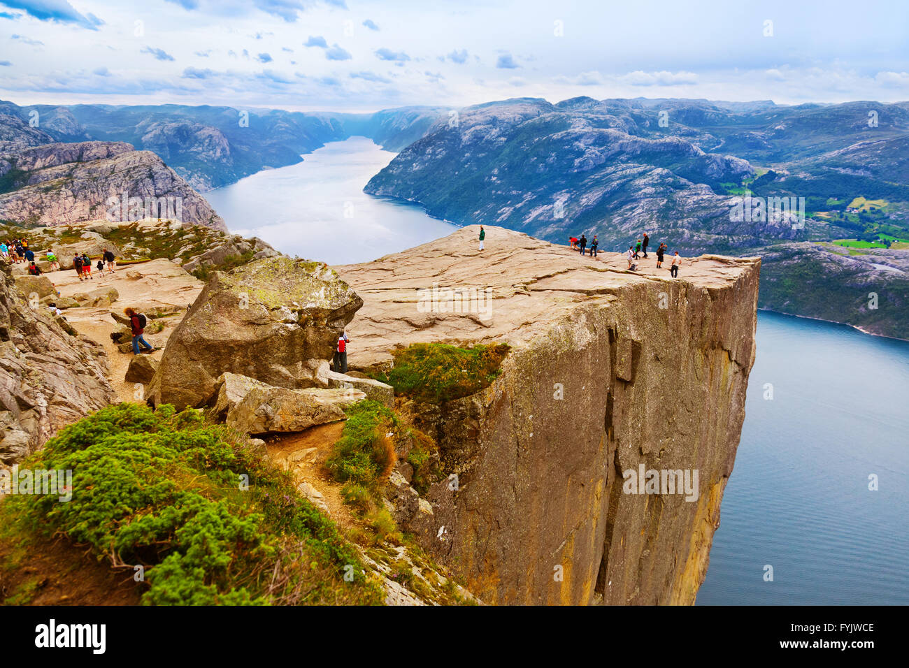 Cliff Prekestolen nel fiordo Lysefjord - Norvegia Foto Stock