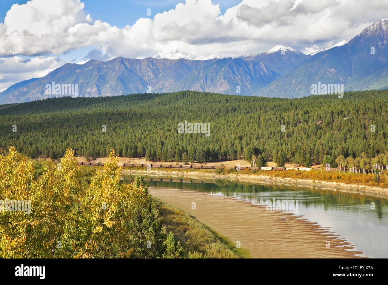 Il fiume di essiccazione fino da autunno a Yellowstone Foto Stock