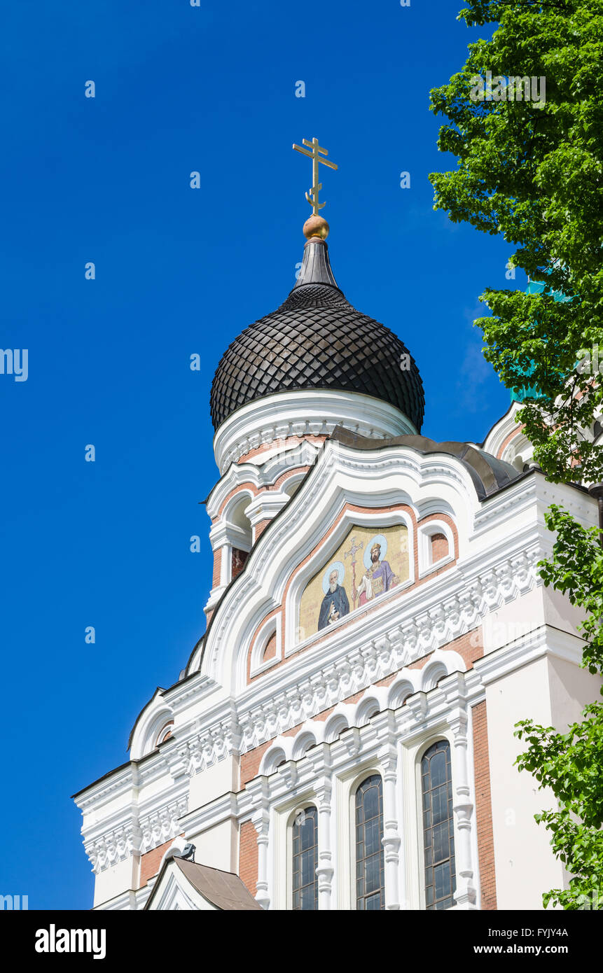 Vista della cupola della cattedrale Alexander Nevsky di Tallinn Foto Stock