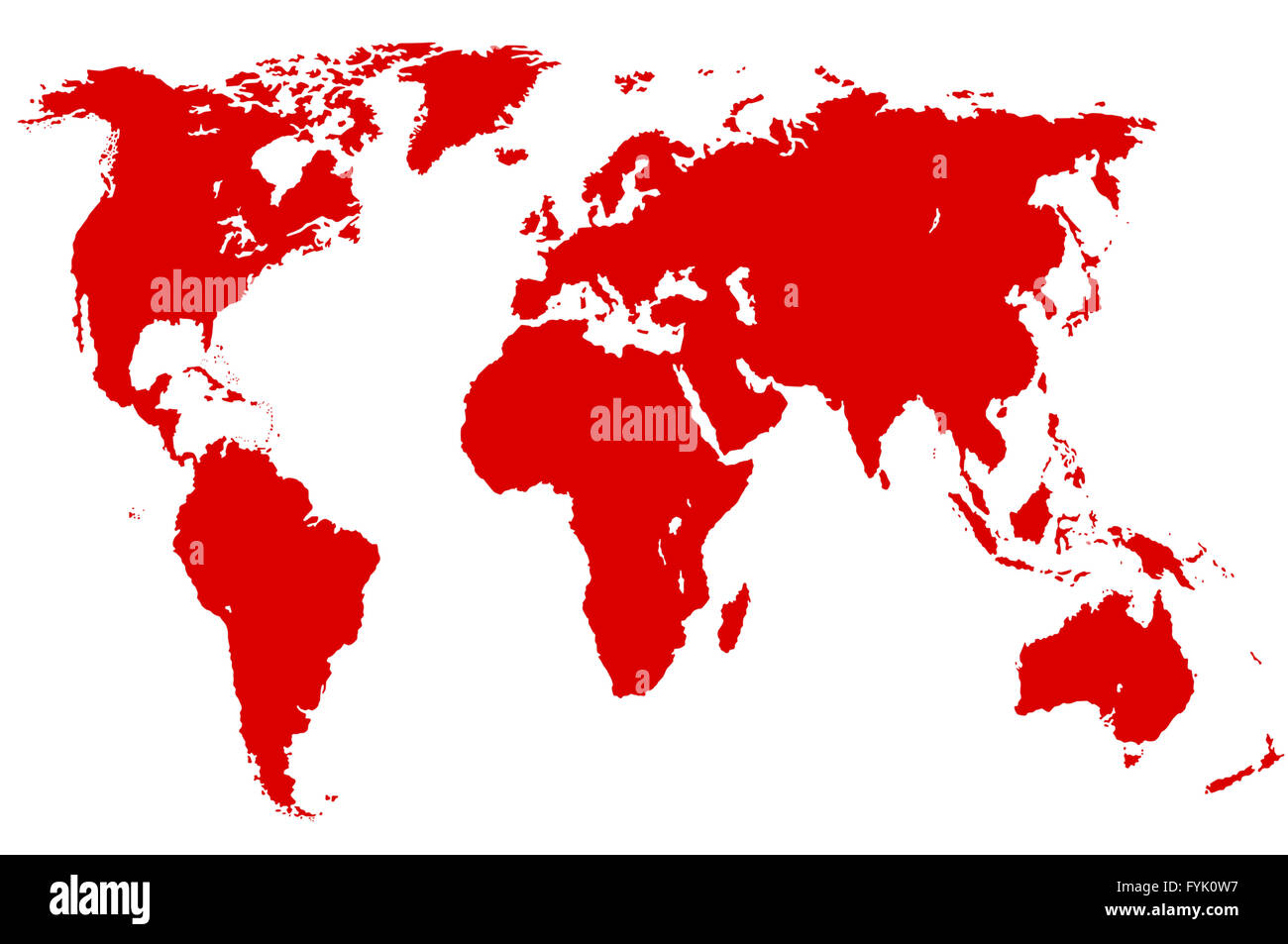 Red mappa del mondo, isolato Foto Stock