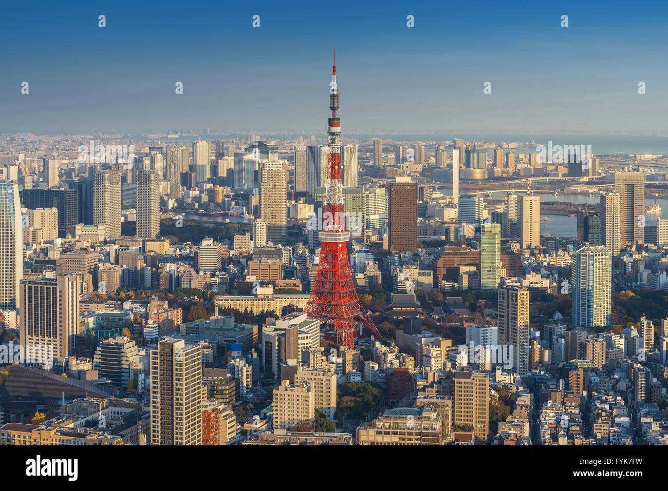 Skyline di Tokyo Cityscape con la Torre di Tokyo al tramonto, Giappone Foto Stock