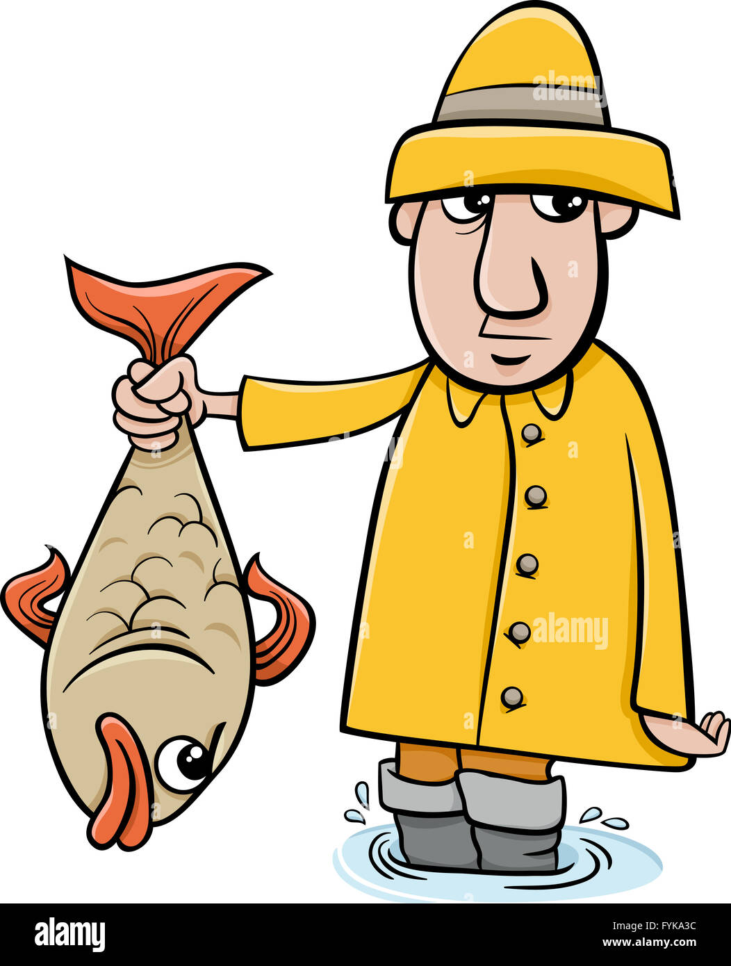 Il pescatore con pesce cartoon Foto stock - Alamy