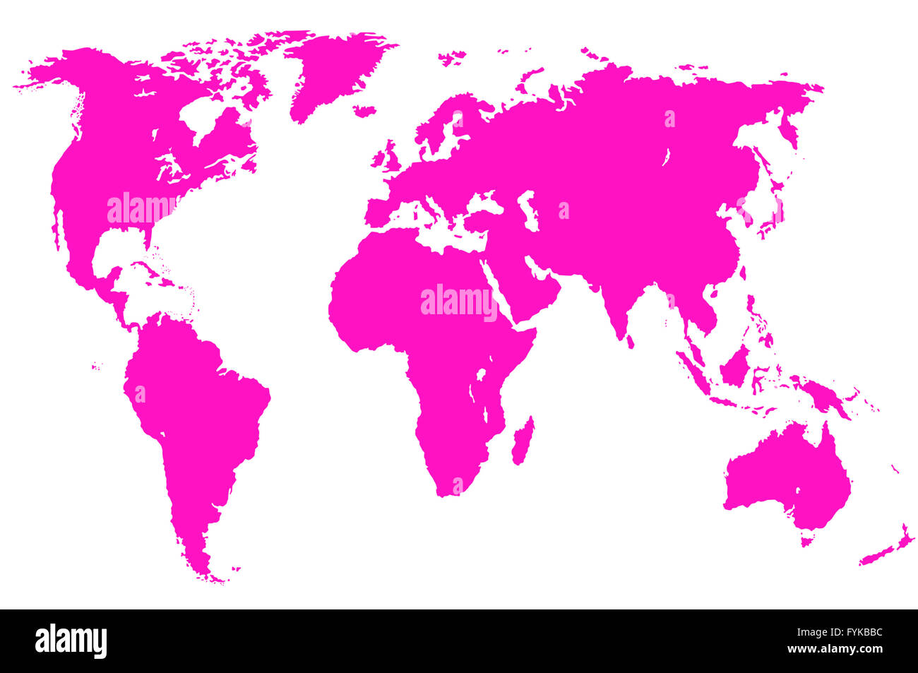 Rosa mappa del mondo, isolato Foto Stock