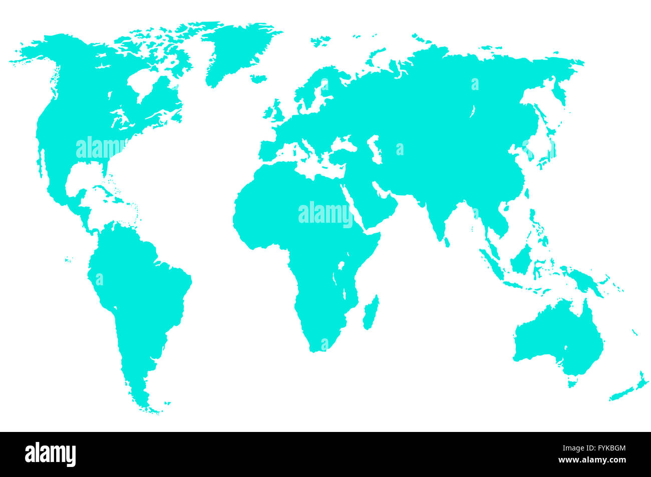 Luce verde mappa del mondo, isolato Foto Stock