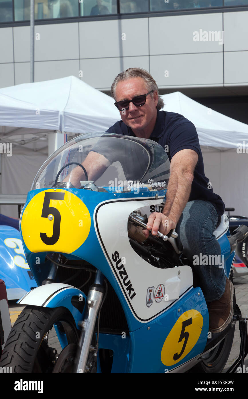 Il Campione del Mondo 500cc del, Wayne Gardner è a Silverston Classic Media Day, di annunciare due molto speciali aggiunte a Silverstone 2016 Classic line-up: Mondo Moto GP di leggende e il sidecar di saluto. Foto Stock