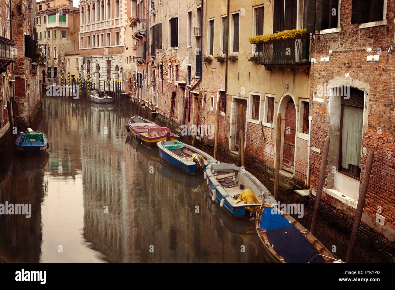 Foto d'epoca del piccolo canale di Venezia Foto Stock