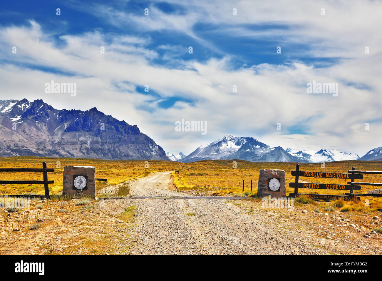 La simbolica Porta di accesso al Parco Nazionale Perito Moreno Foto Stock