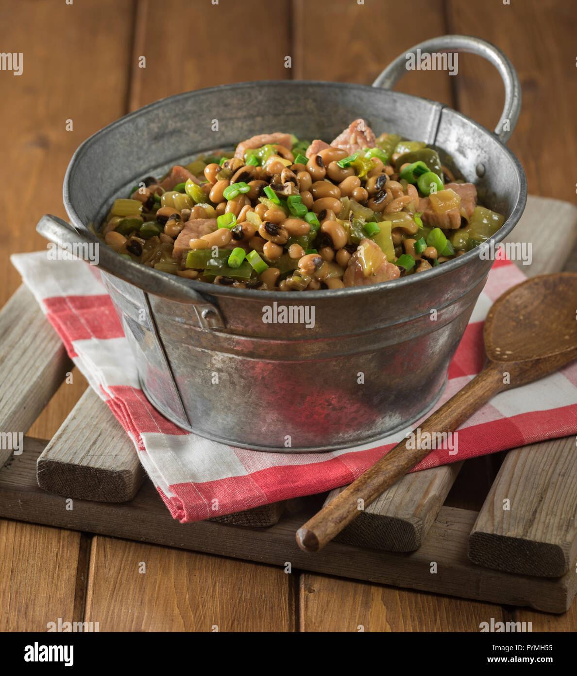 Hoppin' Giovanni. Black Eyed Peas stufato. Stati Uniti d'America meridionale il cibo Foto Stock