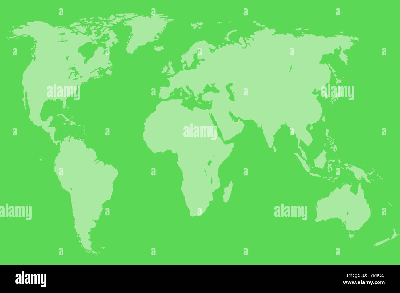 Mondo verde mappa, isolato Foto Stock