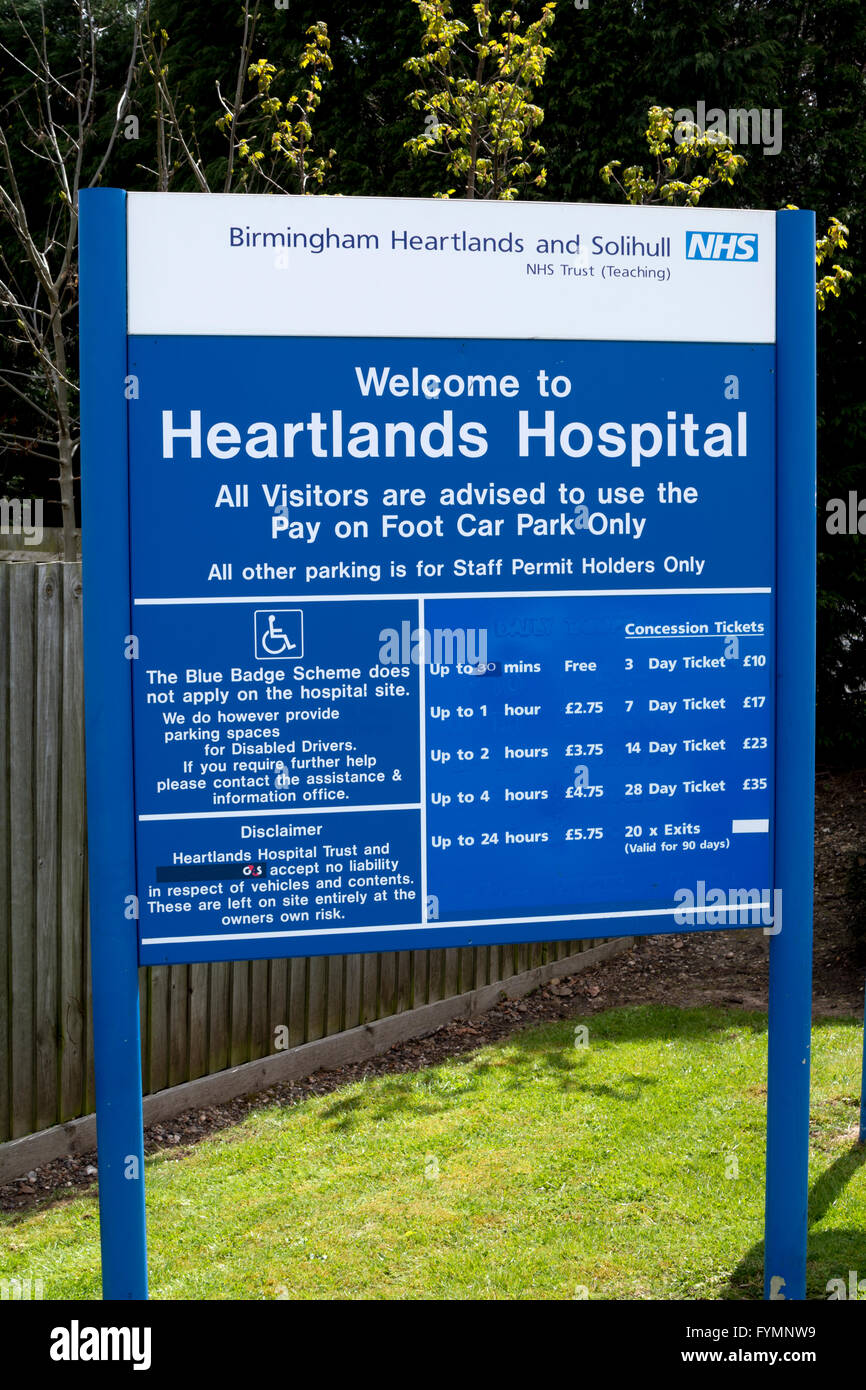 Heartlands Hospital segno, Birmingham, Regno Unito Foto Stock