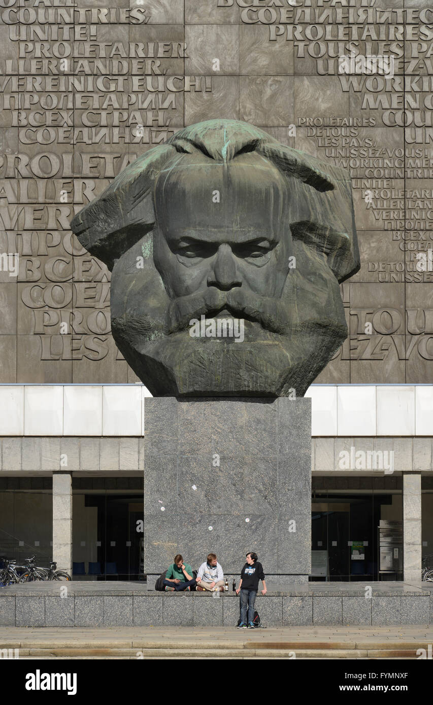Denkmal, Karl Marx, Strasse der Nationen ", Chemnitz, Sachsen, Deutschland Foto Stock