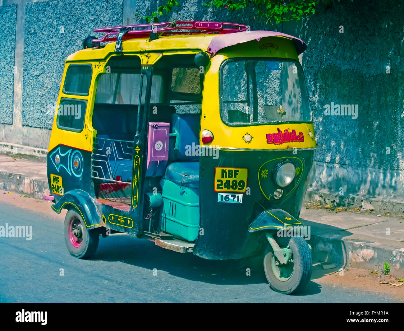 Il vecchio modello di auto rickshaw, India Foto Stock