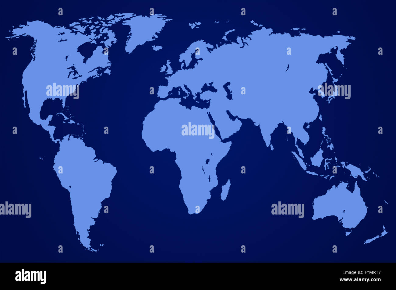Blu scuro mappa del mondo, isolato Foto Stock