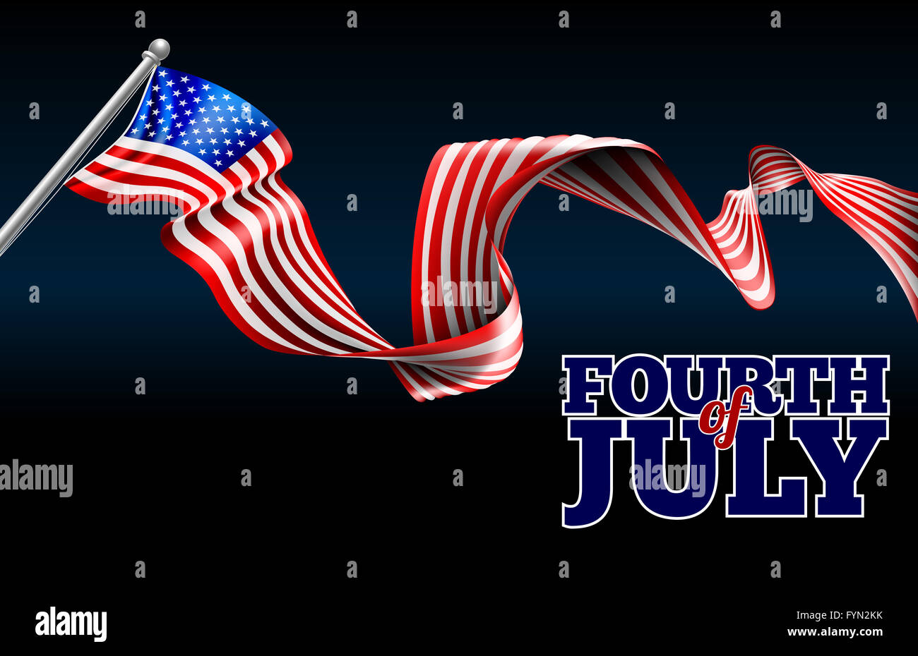 Un quarto di luglio Giorno Di Indipendenza della bandiera americana sfondo ribbon design Foto Stock