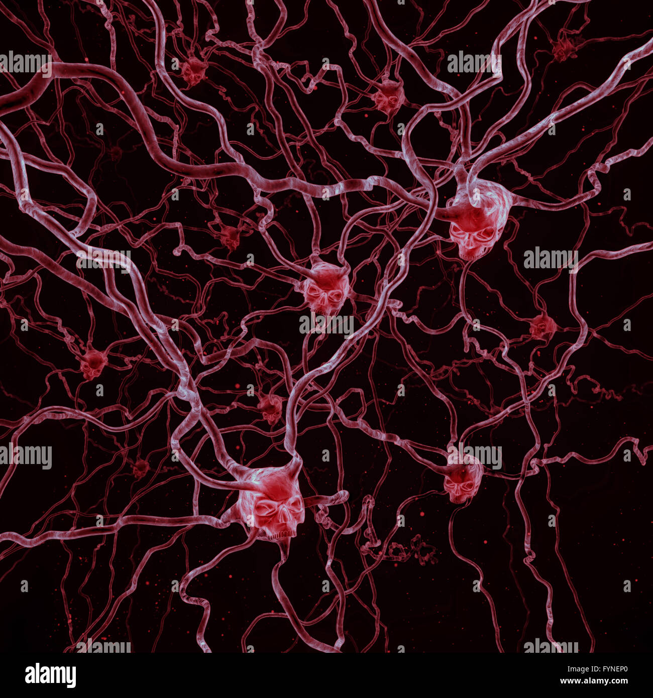 Il mietitore virus / 3D illustrazione del cranio a forma di cellule virali Foto Stock