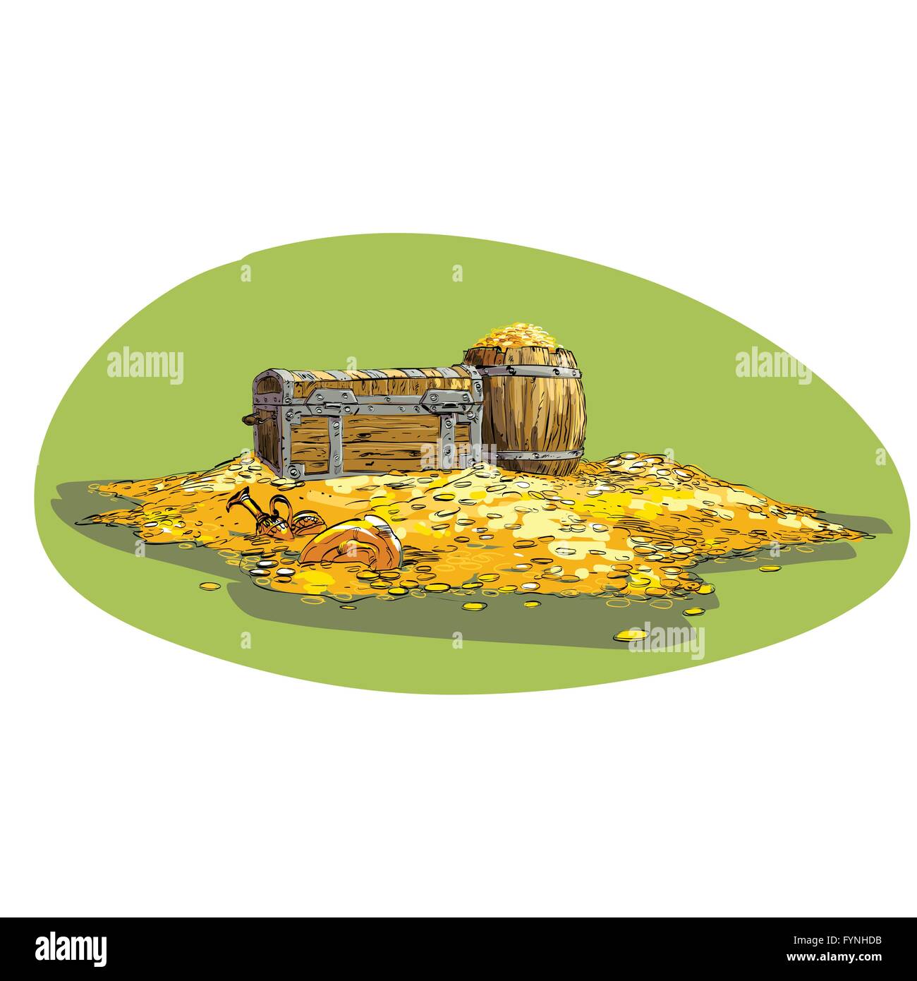 Pirate Treasure Chest con oro Illustrazione Vettoriale