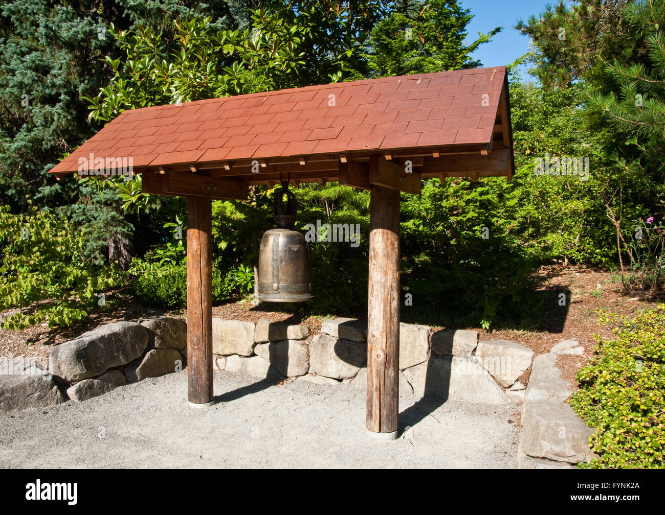 Campana in giardino Kubota, Seattle WA Foto Stock