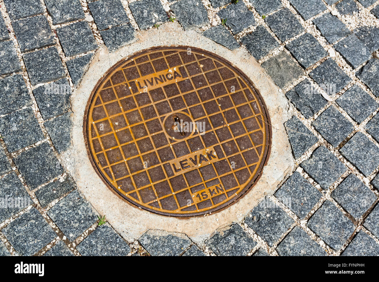 Berlina di liquami sulla pavimentazione strada Foto Stock