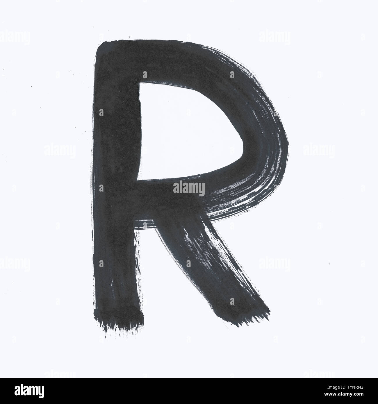 Lettera maiuscola R su uno sfondo bianco. Foto Stock