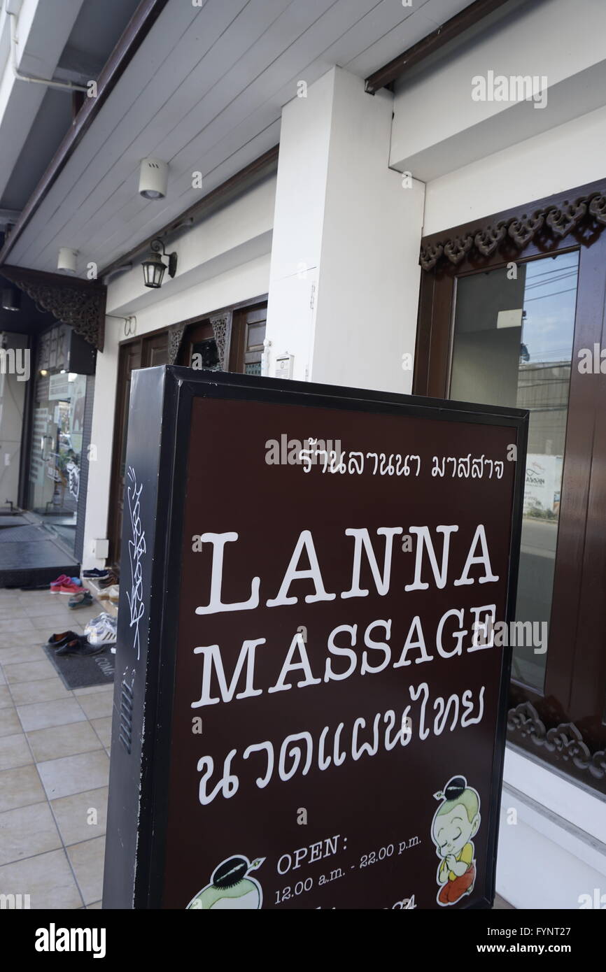 Lanna Thai Massage shop in Chiang Mai Thailandia Foto Stock