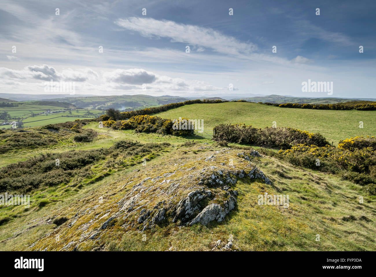 Mynydd y Gaer Hilltop fort vicino a Llannefydd Denbighshire North Wales guardando verso sud Foto Stock