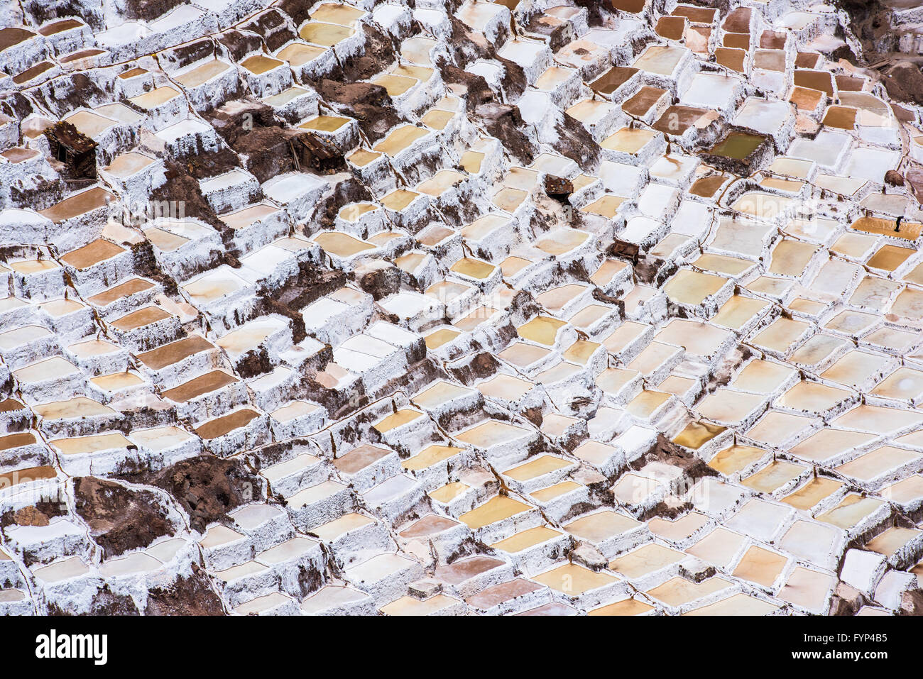Salinas de Maras, man-made le miniere di sale vicino a Cusco, Perù Foto Stock