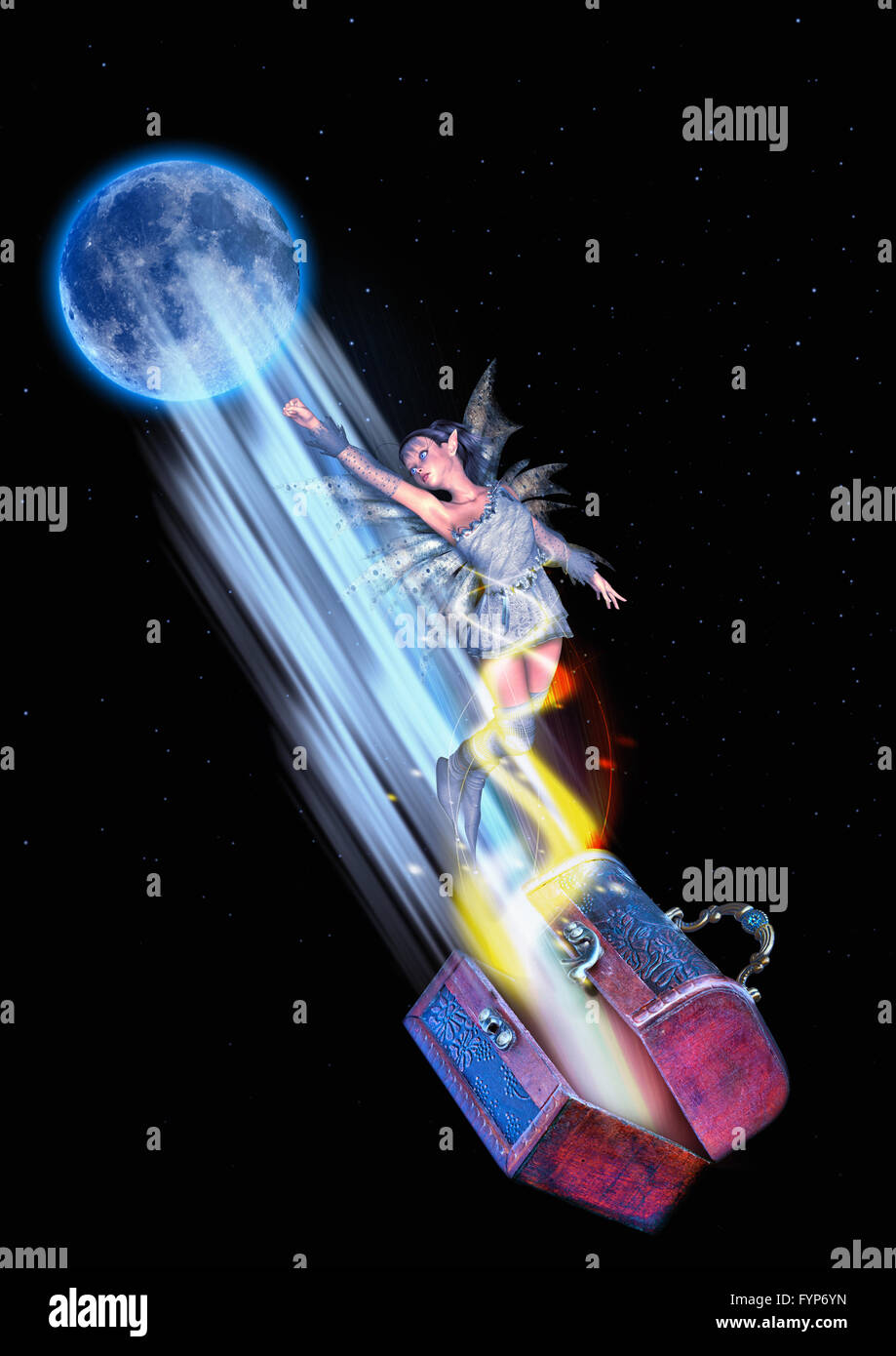Fairy volare al di fuori della scatola magica Foto Stock