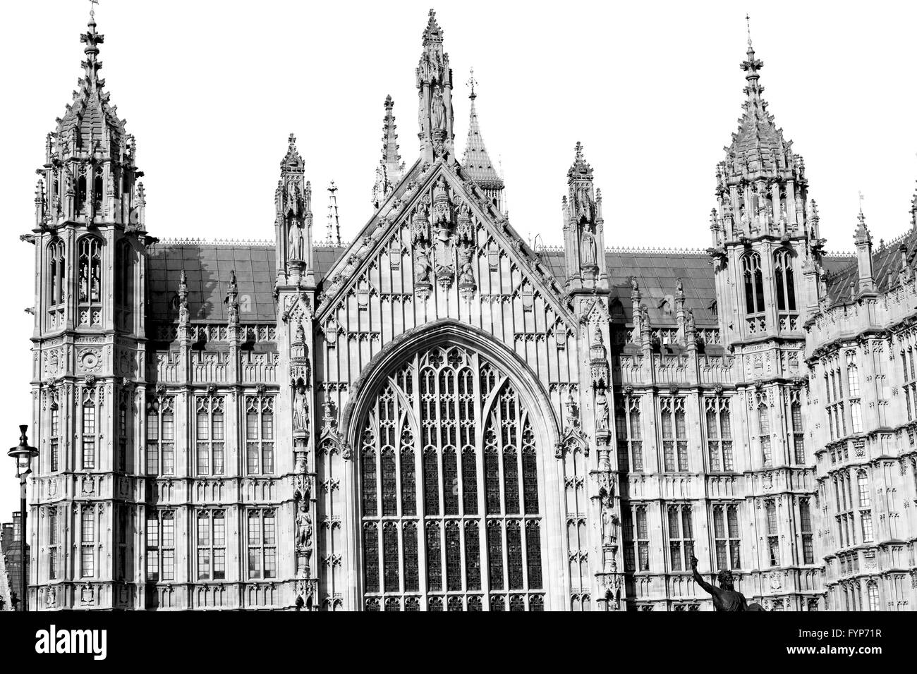 Vecchia a Londra il parlamento storica finestra di vetro struttura e reflex Foto Stock