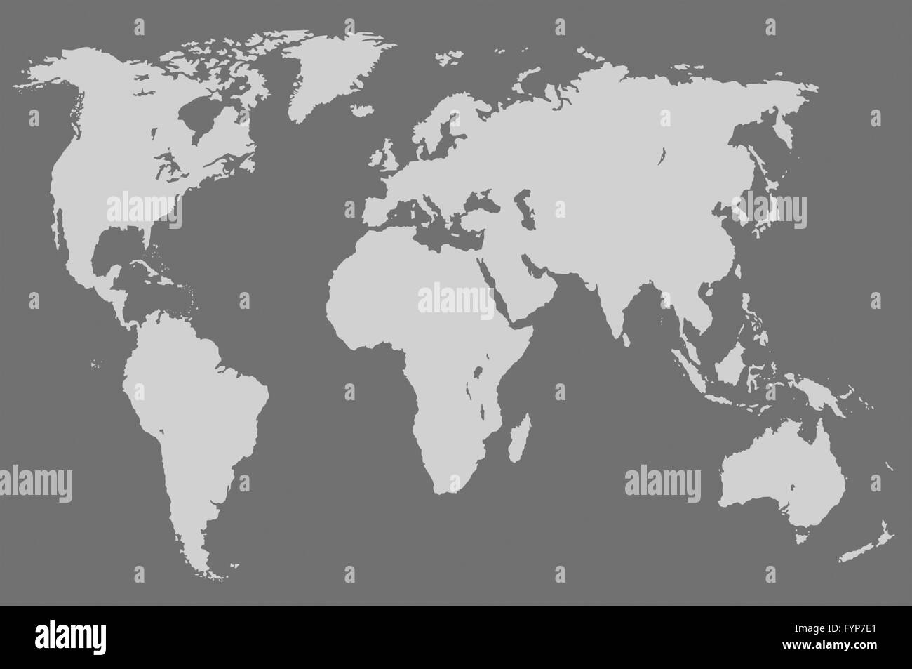 Grigio mappa del mondo, isolato Foto Stock