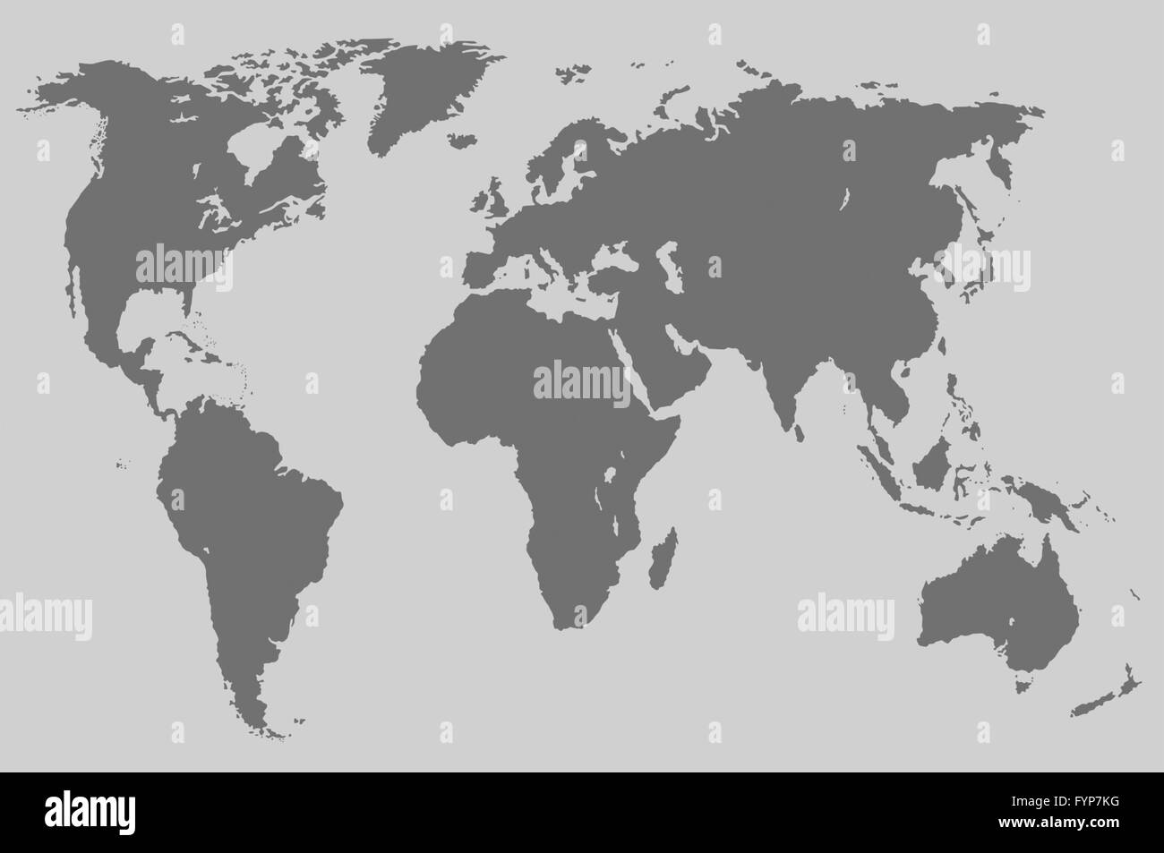 Grigio mappa del mondo, isolato Foto Stock