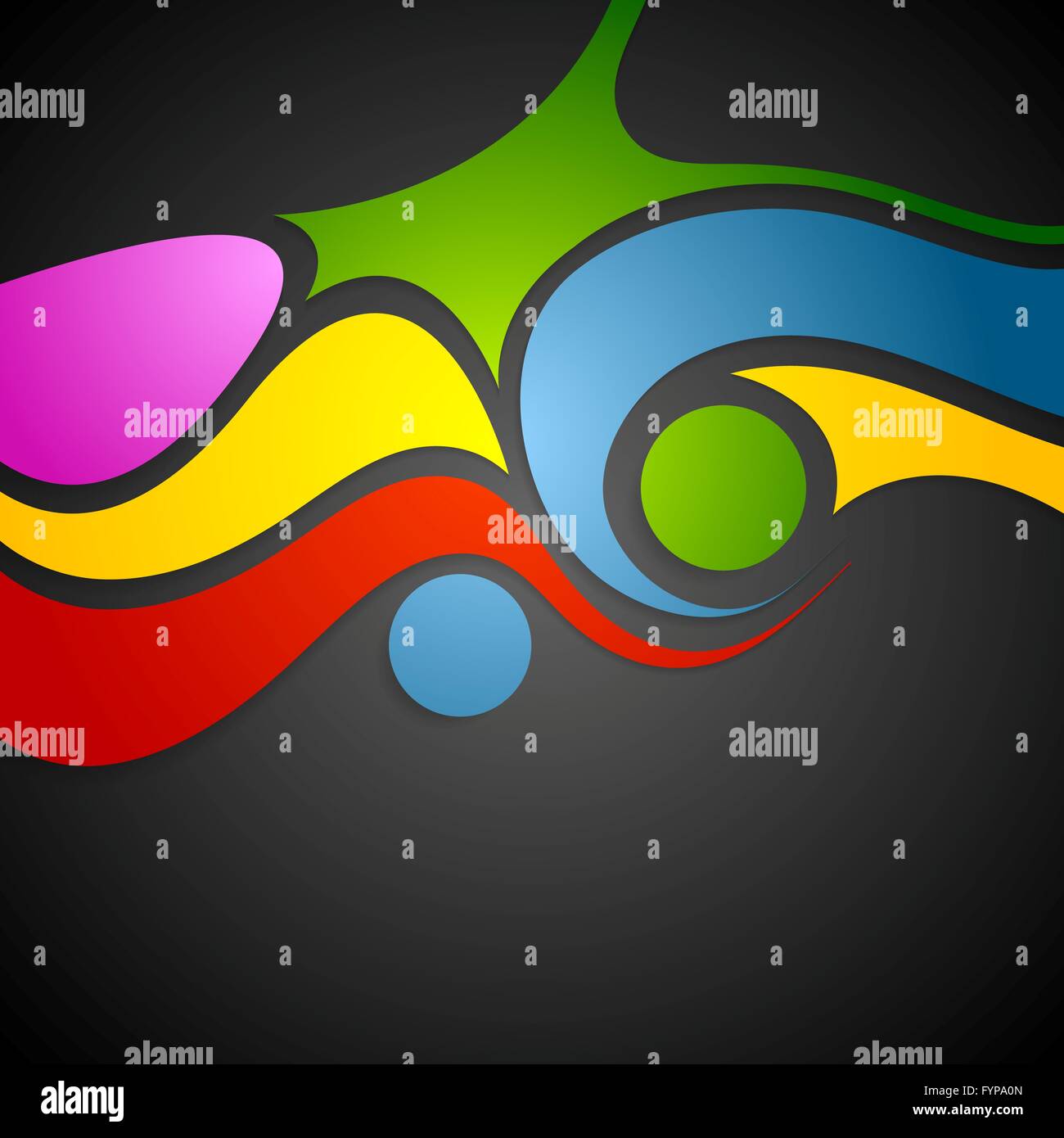 Colorato disegno ondulato su sfondo nero Foto Stock