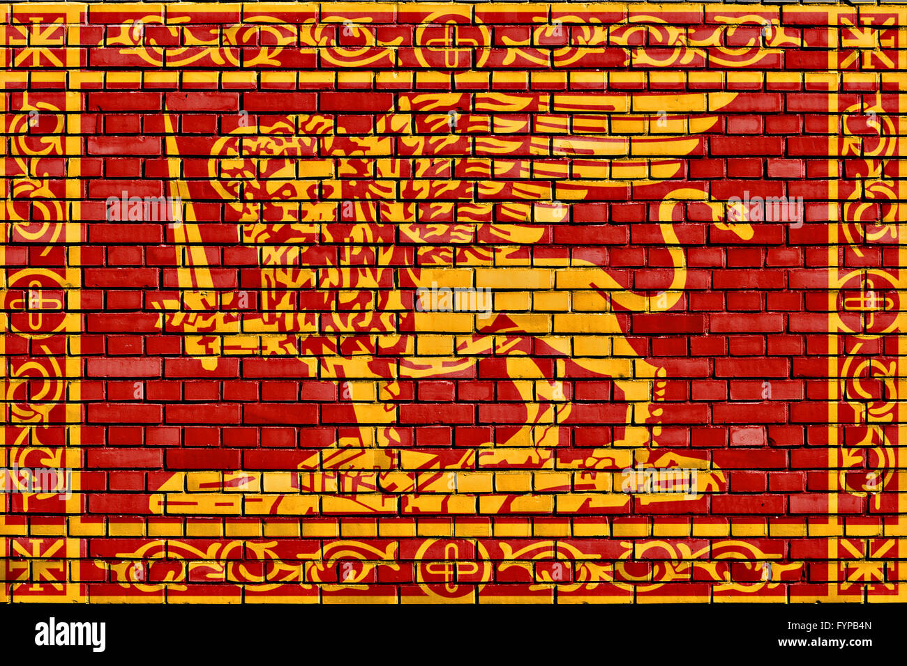 Bandiera di Venezia dipinta su un muro di mattoni Foto Stock