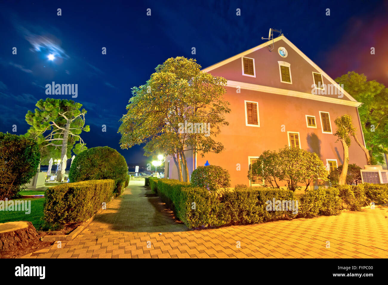 Città di Biograd vista serale Foto Stock