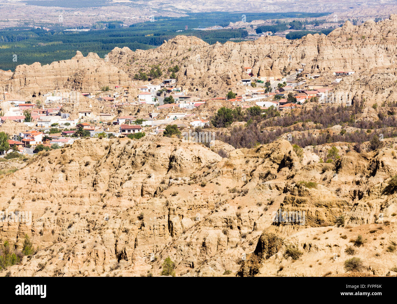 Singolare grotta-case in Los Banos vicino a Guadix, Spagna Foto Stock