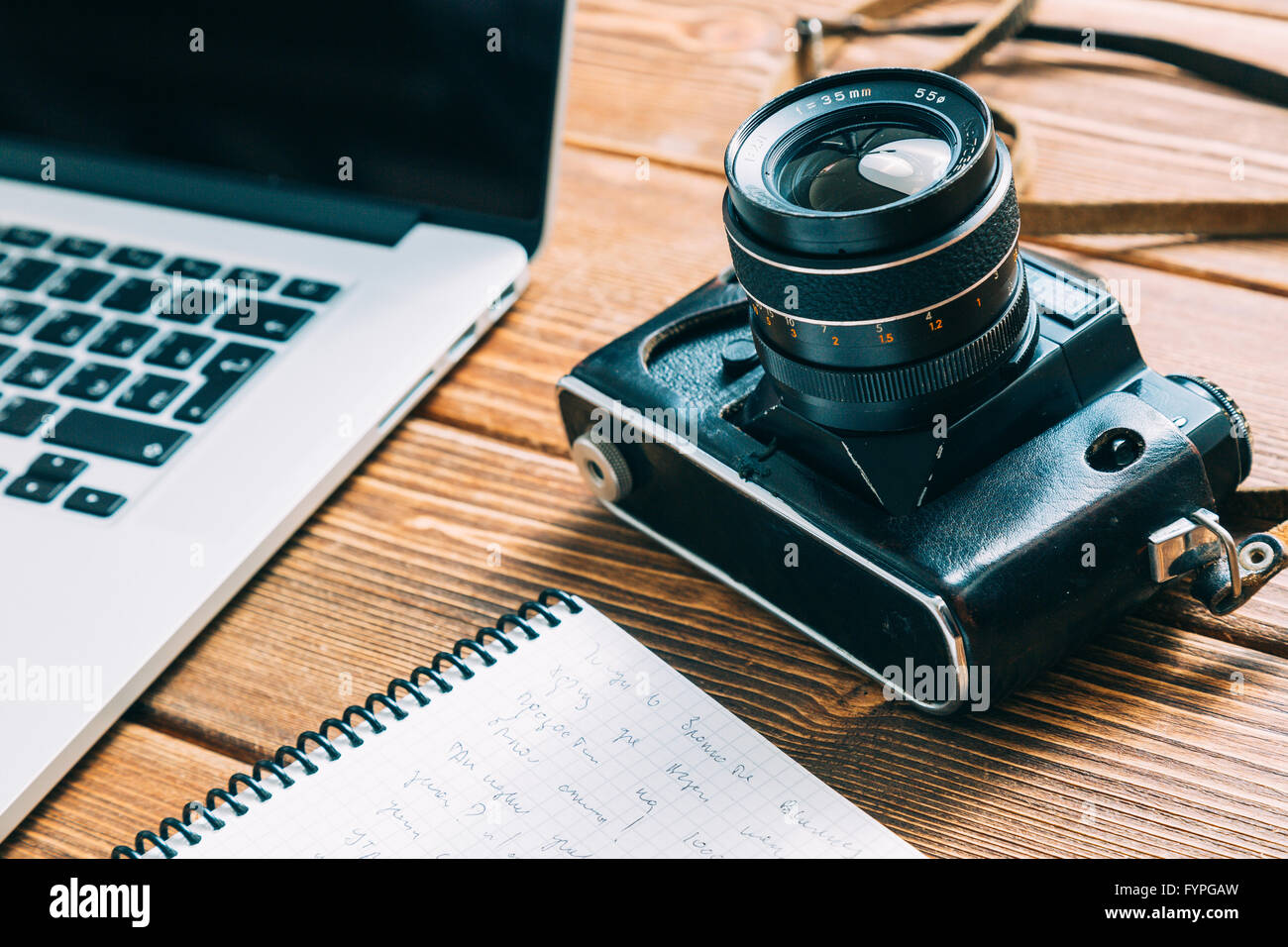 Spazio di lavoro per il fotografo Foto Stock