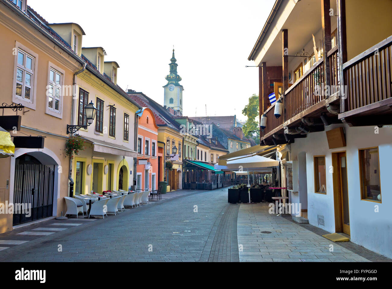 Vecchio hitoric Zagreb street view Foto Stock