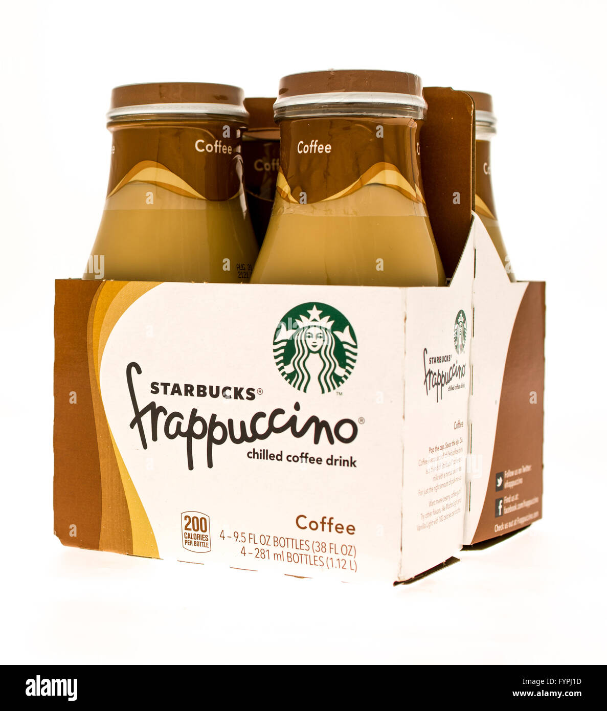 Winneconni, WI - 10 Giugno 2015: quattro pack di Starbucks frappccino nel sapore del caffè Foto Stock
