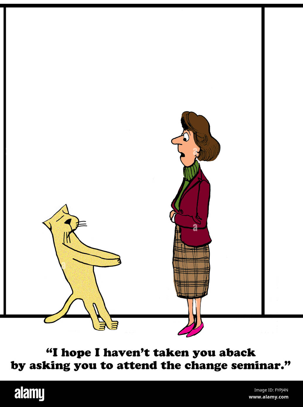 Business cartoon circa opporsi al cambiamento. Foto Stock