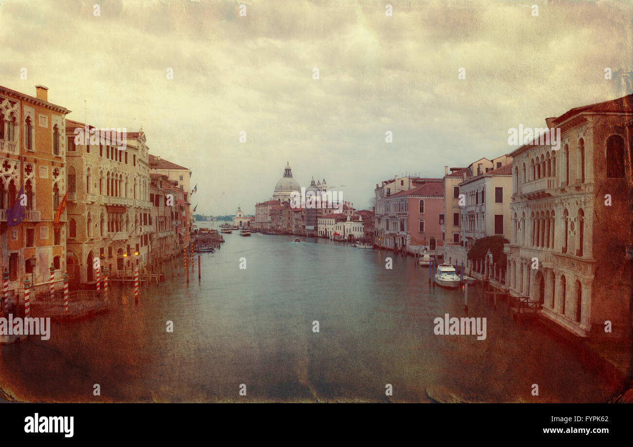 In stile retrò immagine del Canal Grande di Venezia Foto Stock