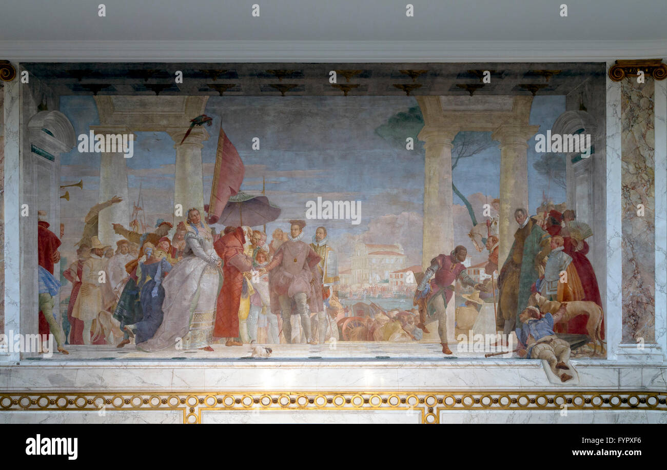 La ricezione di Enrico III presso la Villa Contarini, Giambattista Tiepolo, 1745, Musee Jacquemart-Andre, Parigi, Francia, Europa Foto Stock