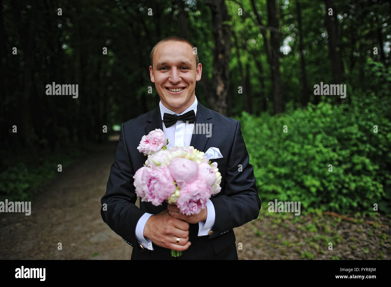 Sposo felice Foto Stock