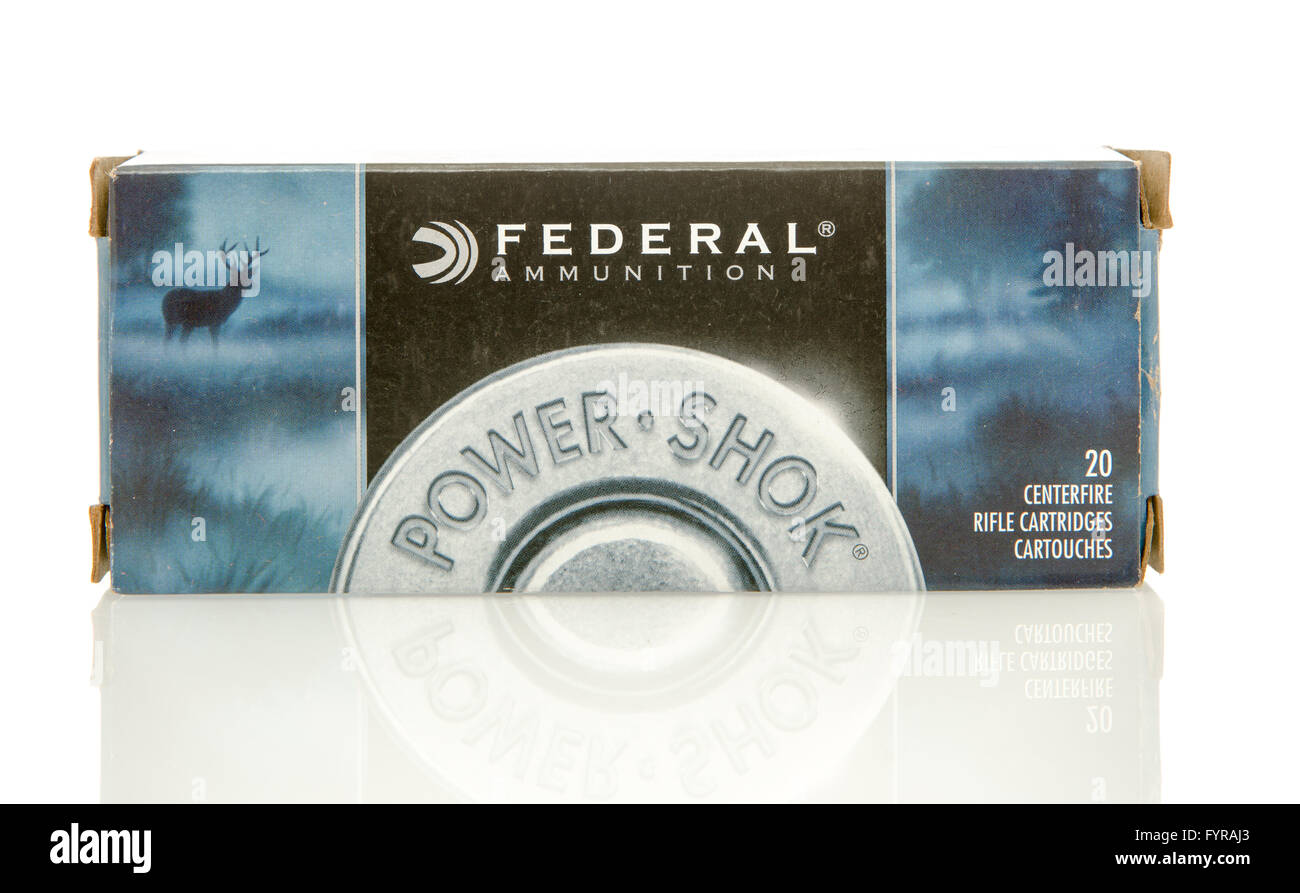 Winneconne, WI - 10 GEN 2016: casella di Federal 223 Full Metal Jacket round. Foto Stock