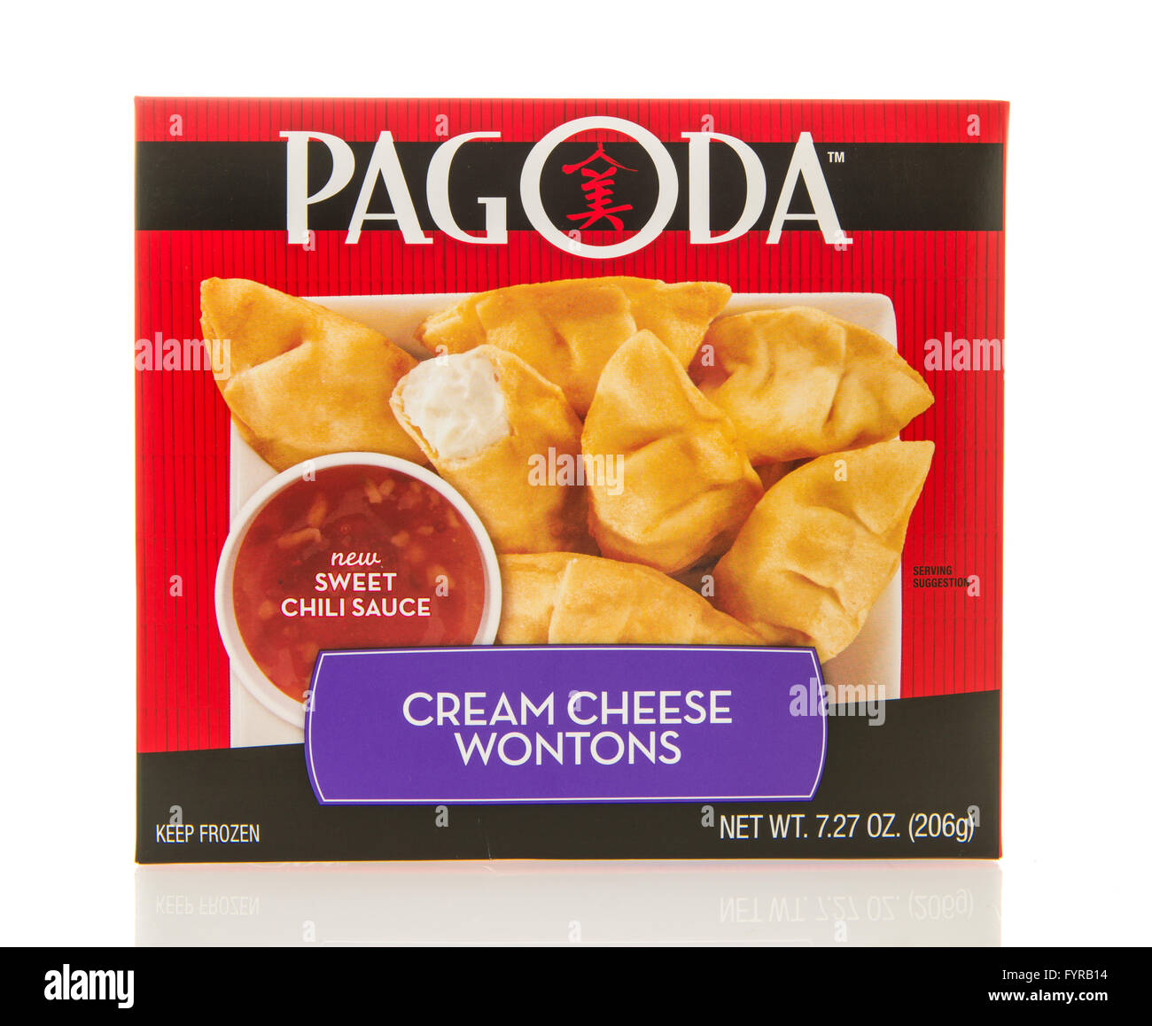 Winneconne, WI - 26 Feb 2016: Box della Pagoda di crema di formaggio i wonton, una cucina giapponese. Foto Stock