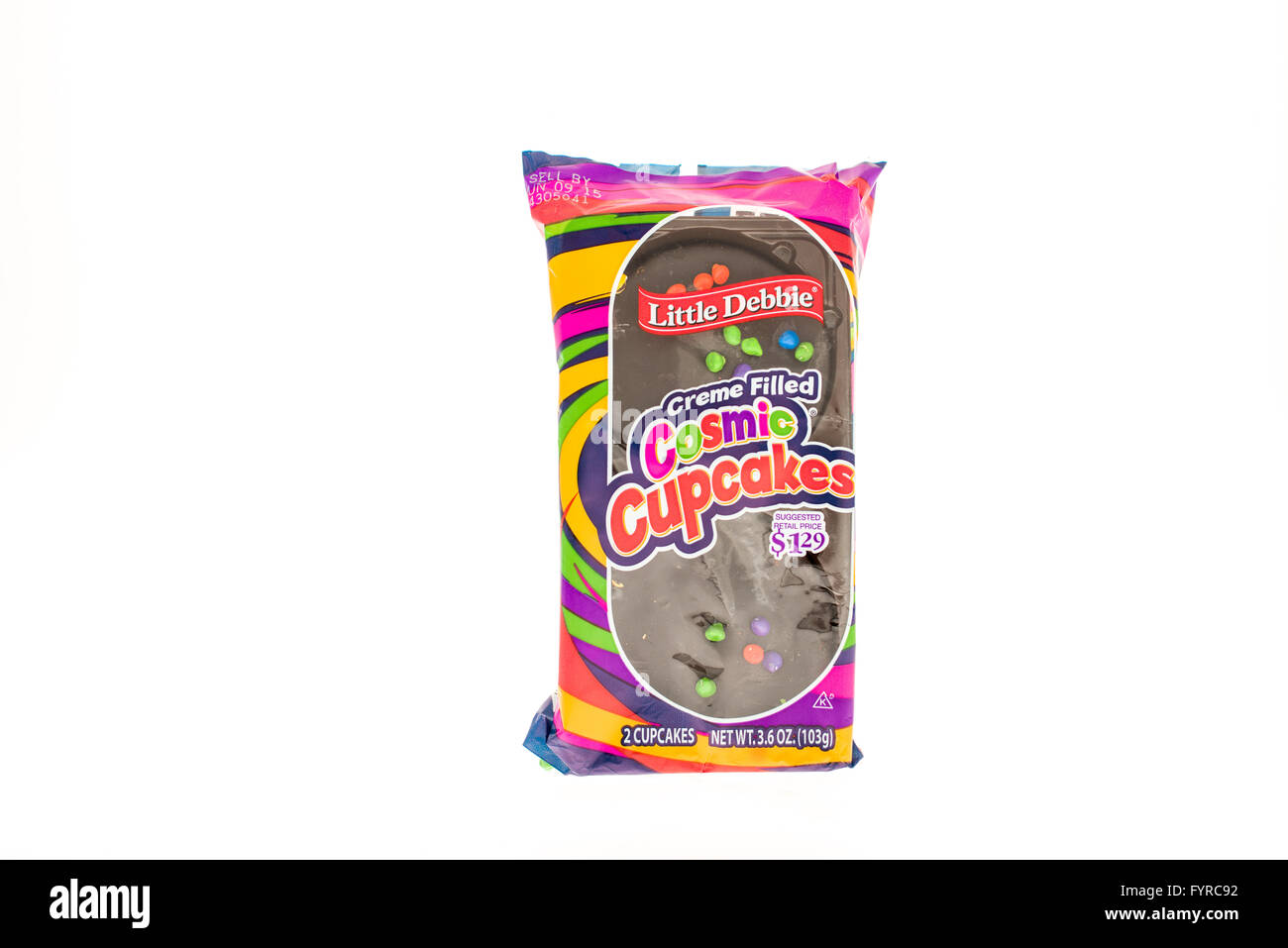 Winneconne, WI - 5 Giugno 2015: Pacchetto di Little Debbie crema riempito tortini cosmica Foto Stock